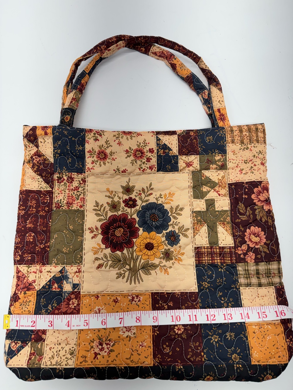 Quilted Floral Patchwork Tote Bag in Multi